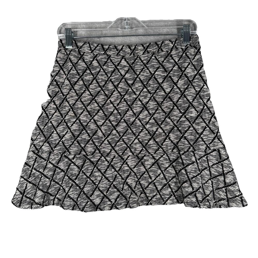 Margaret M Skirt Womens Small Black Cream Geometric A-Line Mini Neutral‎ Preppy
